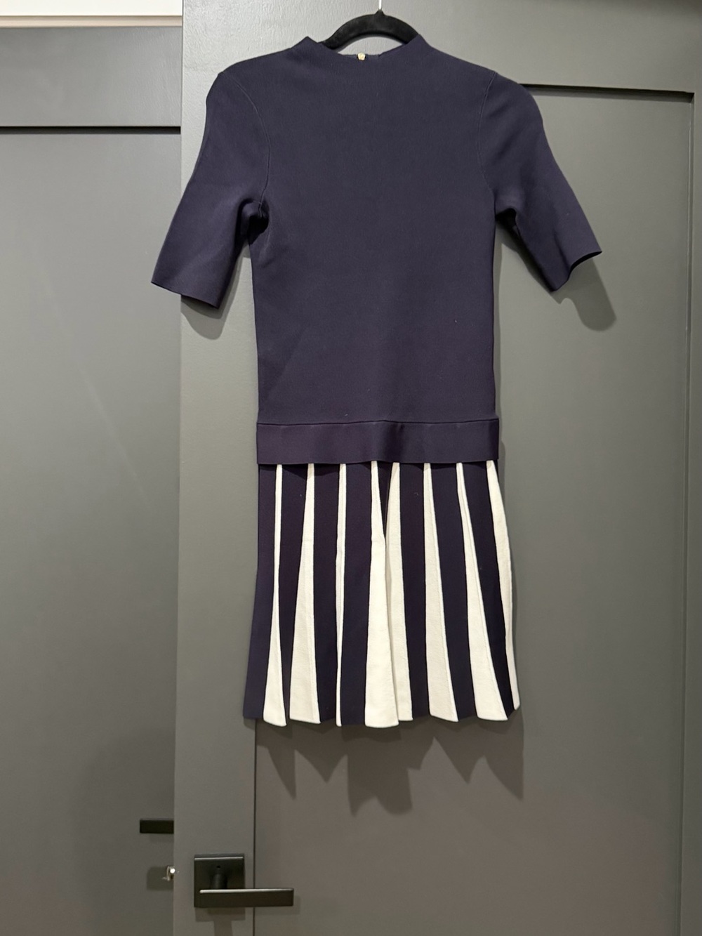 Ted Baker Navy and White Pleated Mini Dress